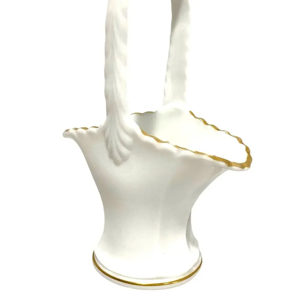 Westmoreland milk glass bride's basket hand painted signed top handle vase